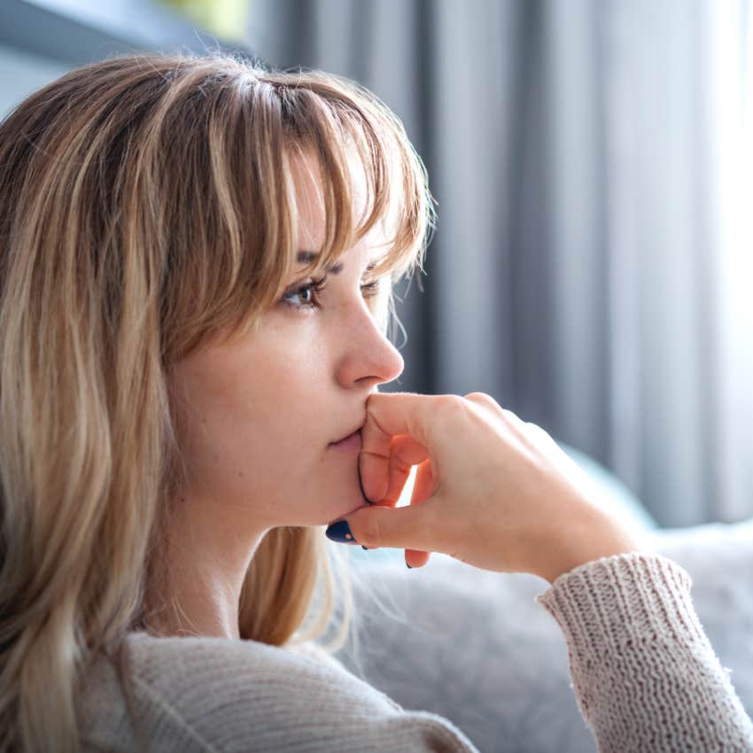 woman thinking about why she was angry