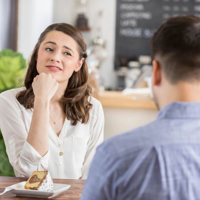 woman unimpressed with her date