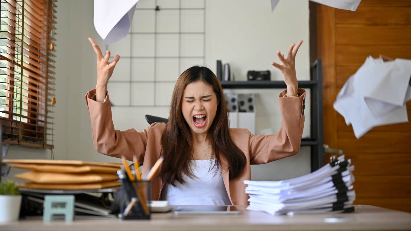 Woman upset about work