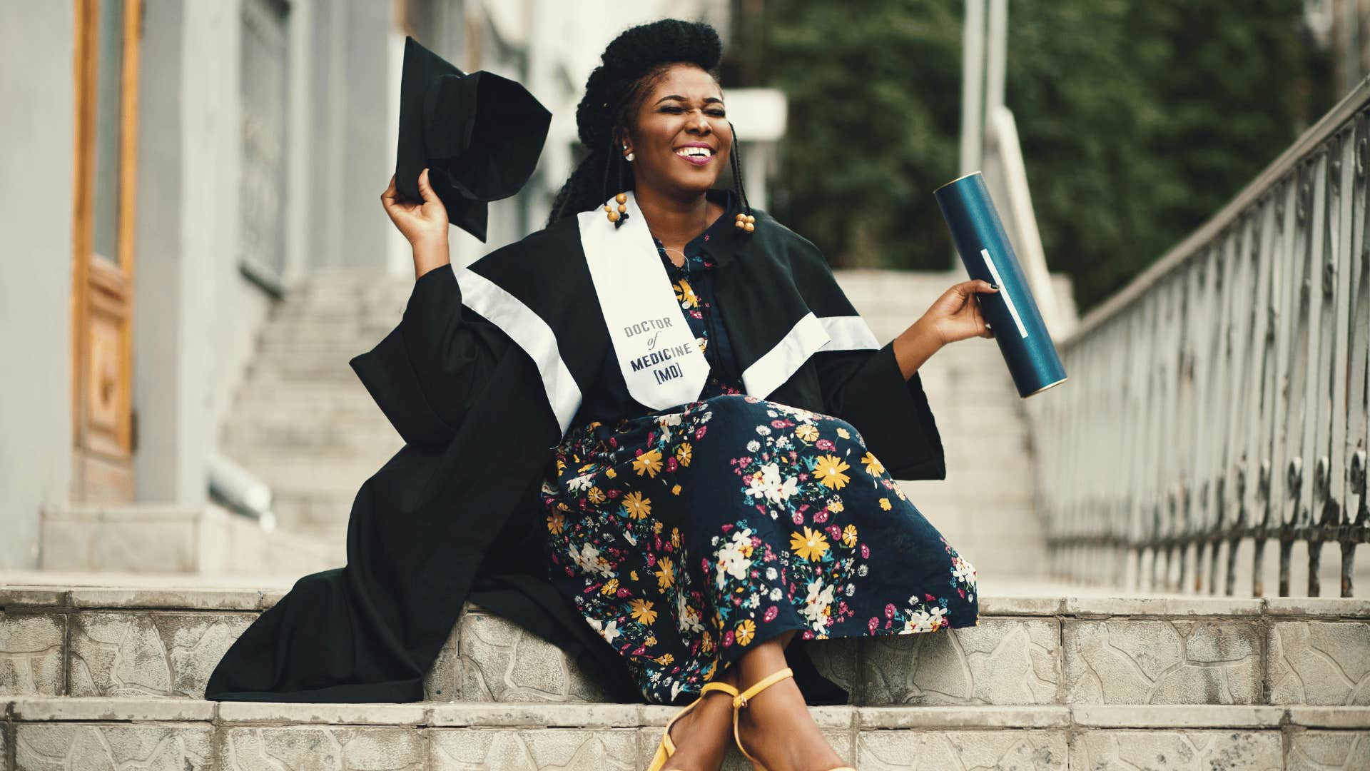 smiling proud woman at graduation