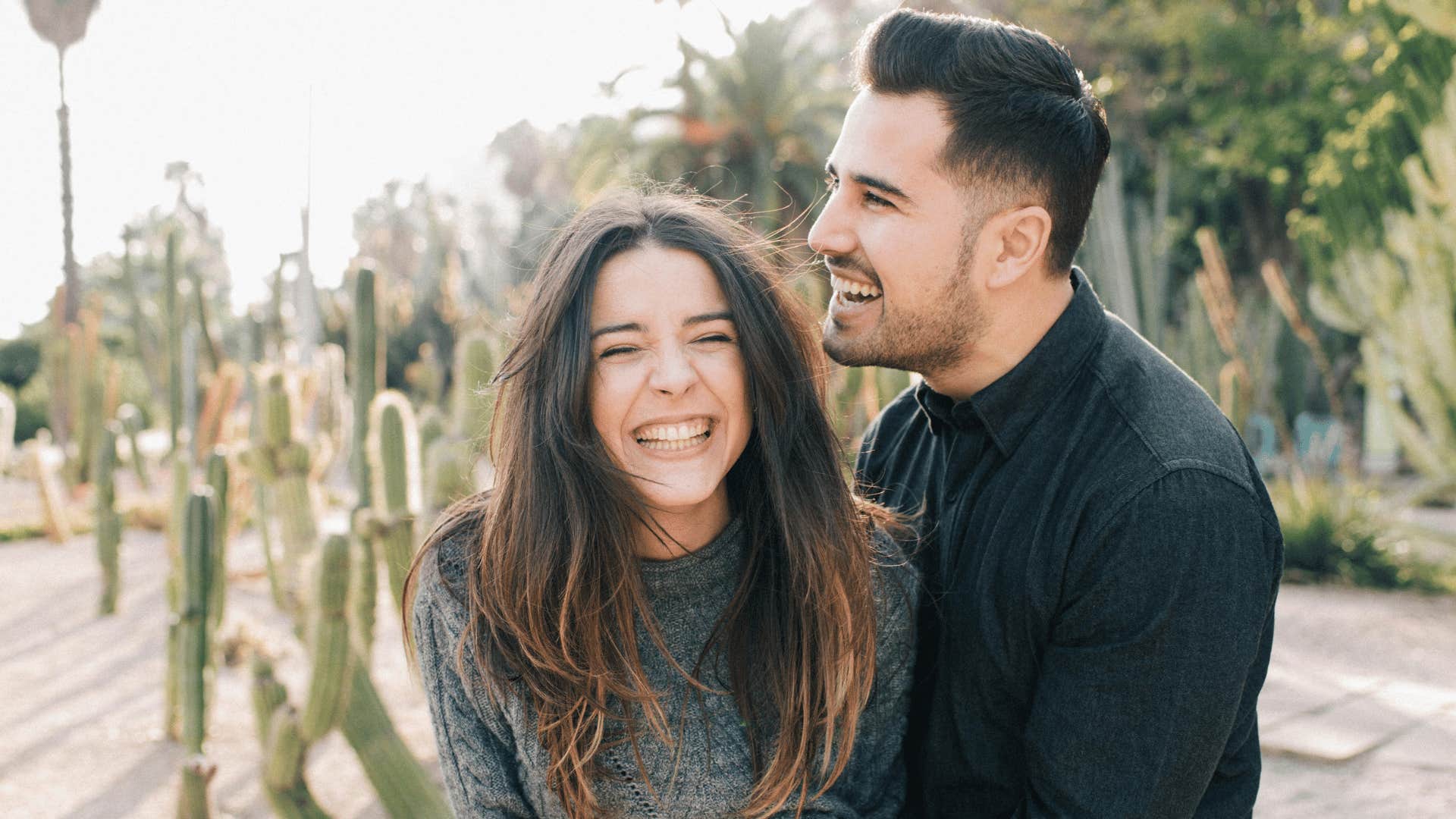 couple laughing together