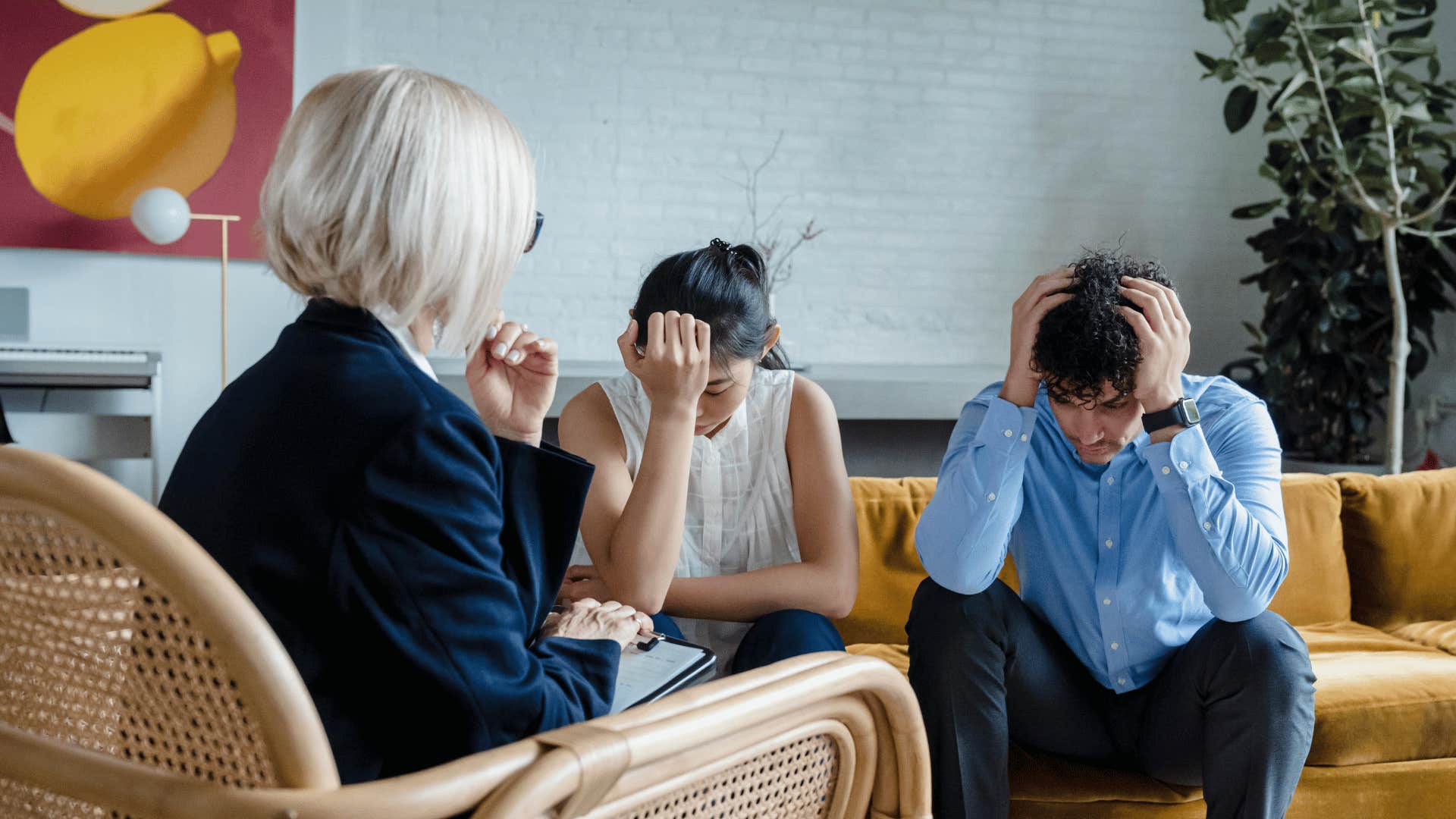 frustrated couple in therapy