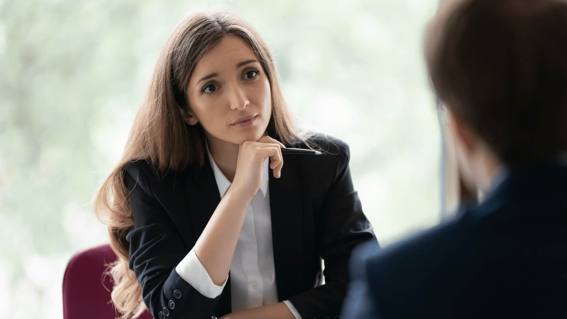 woman in an interview