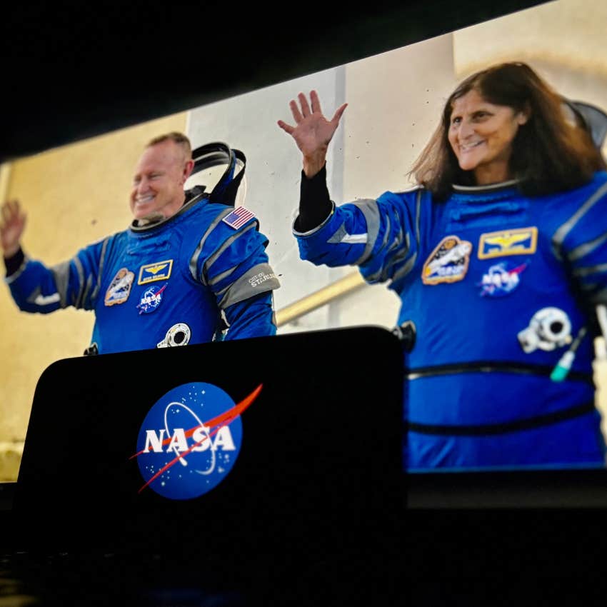 NASA astronauts projected on screen at NASA