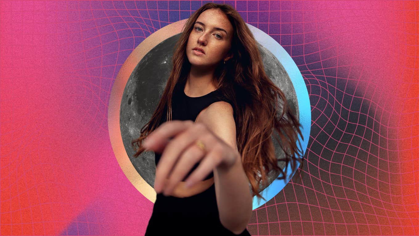 woman in front of moon for august 2024 monthly horoscope