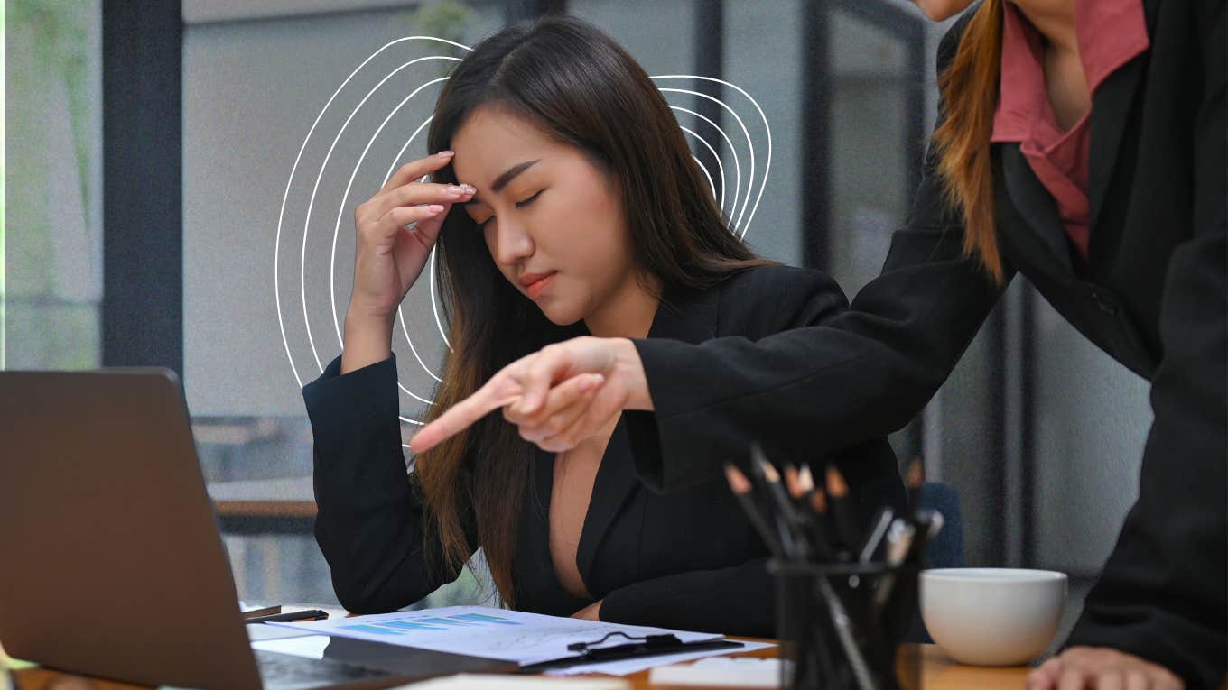 Woman has a silent bully at work.