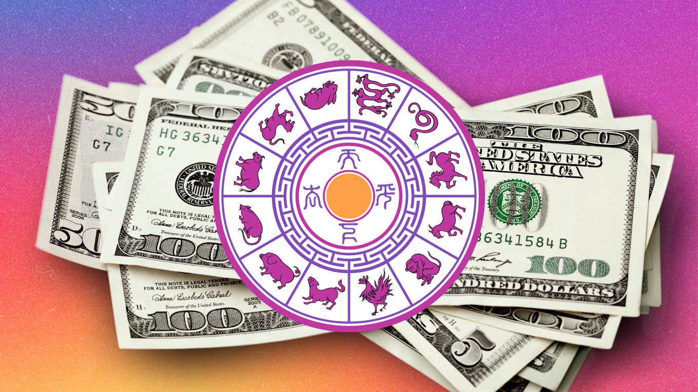 chinese zodiac sign wheel over money