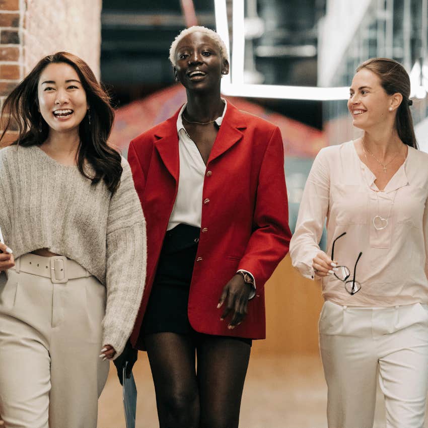 confident women walking together