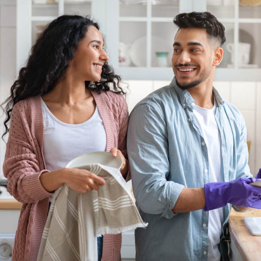 couple doing chores 