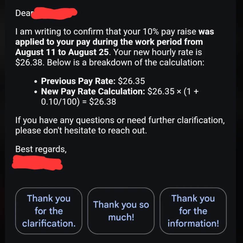 Reddit email about error on paycheck.