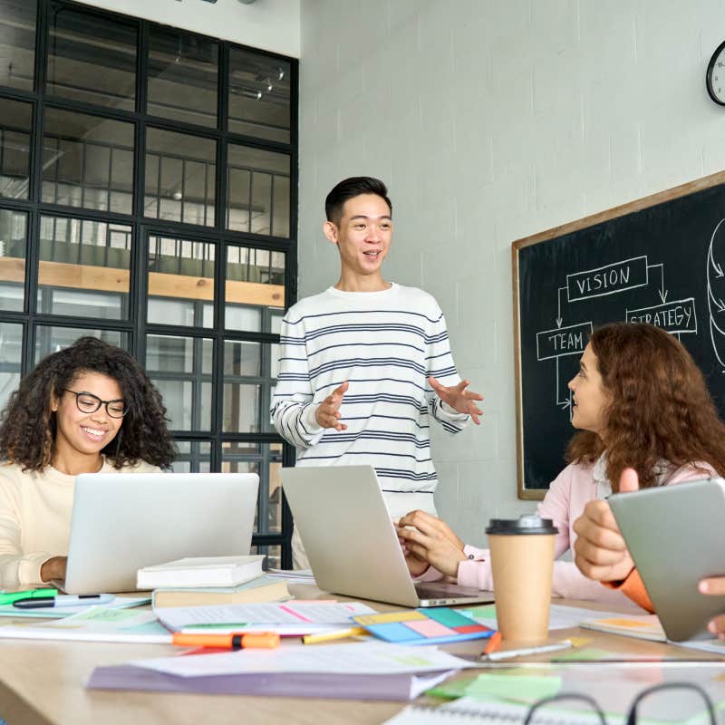 young professionals talking in meeting