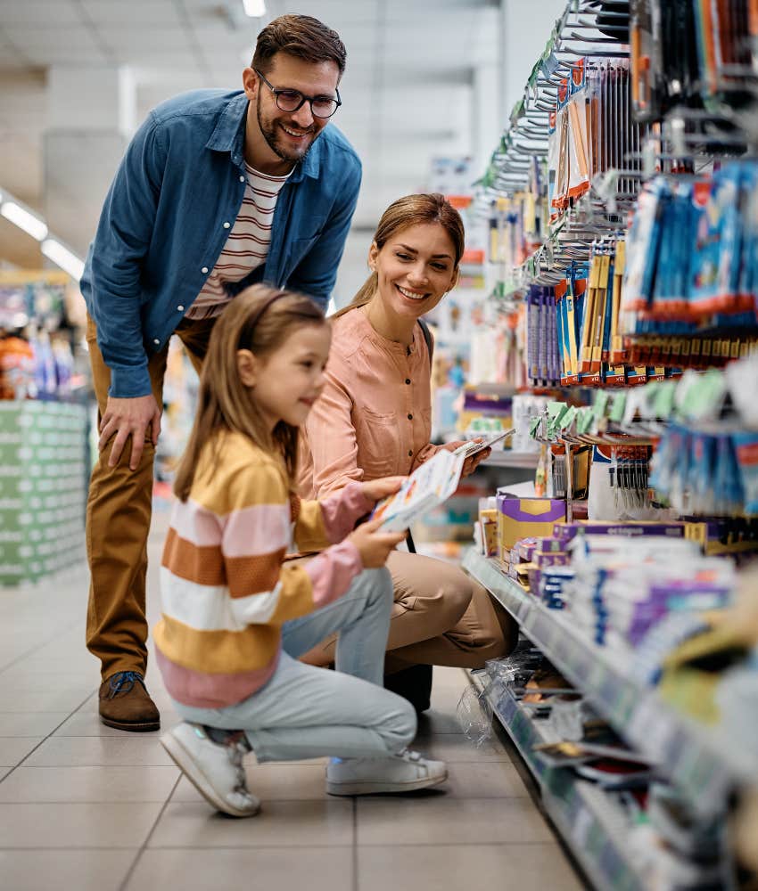 family shopping for school supplies