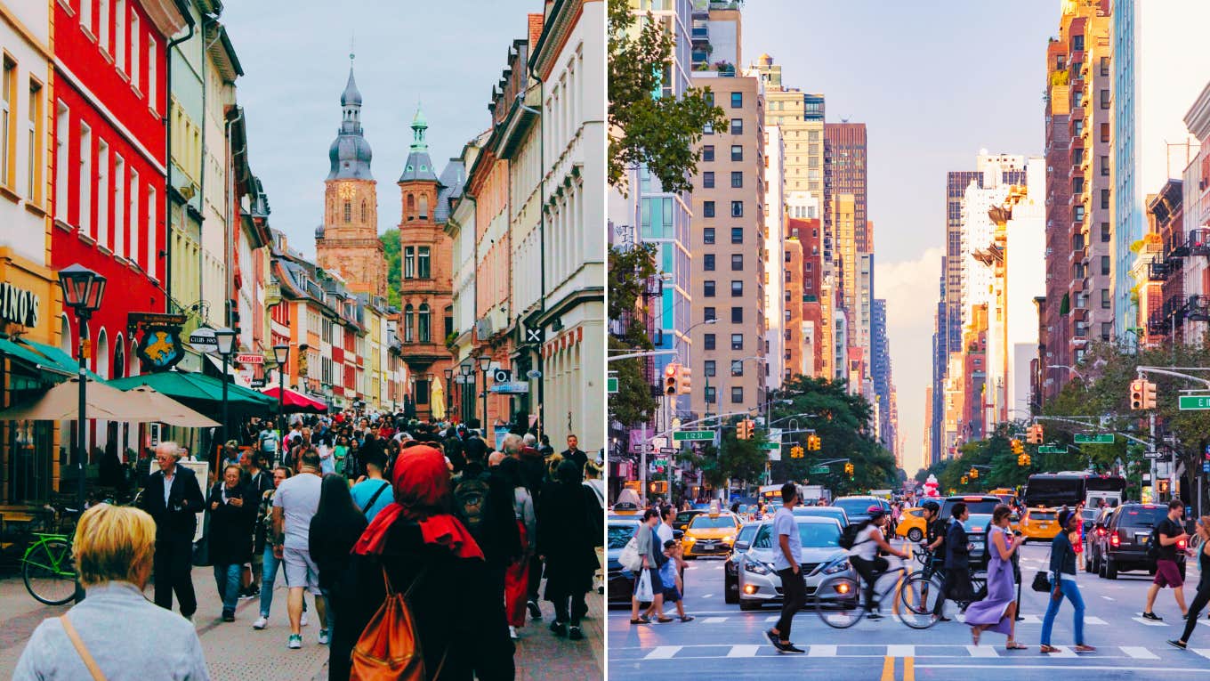 German street; New York City street