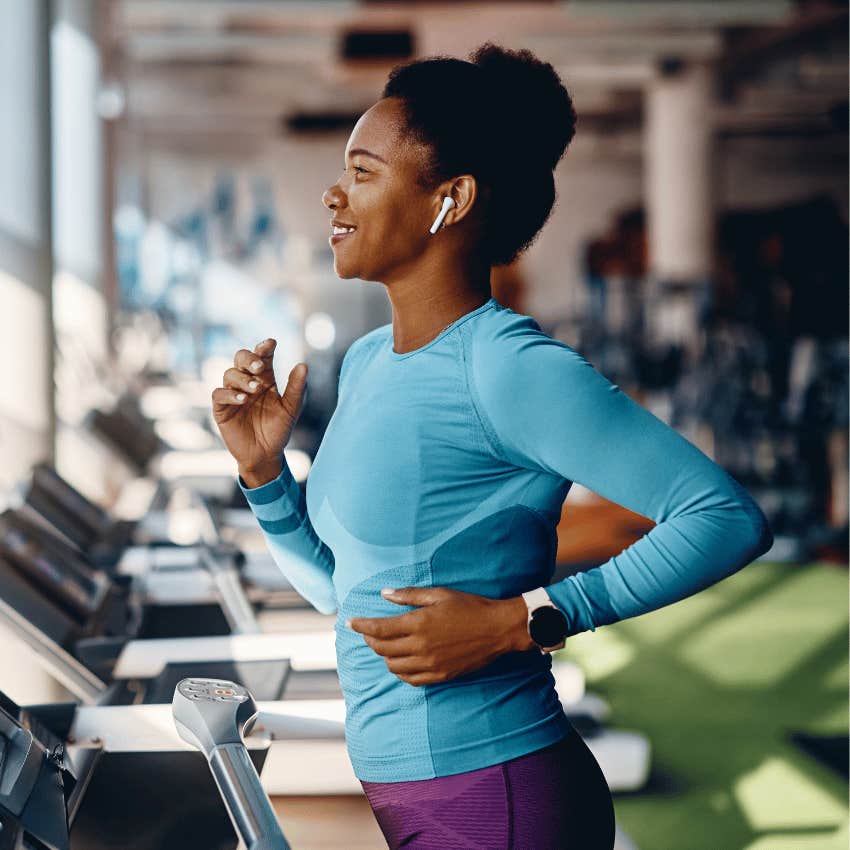 woman running on treadmill