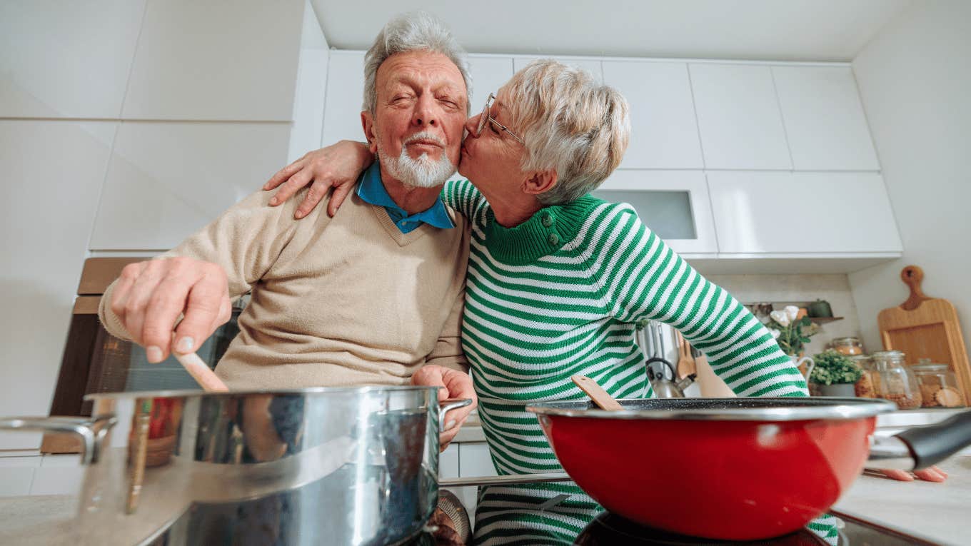 Grandpa makes his wife breakfast every day and includes a small gift