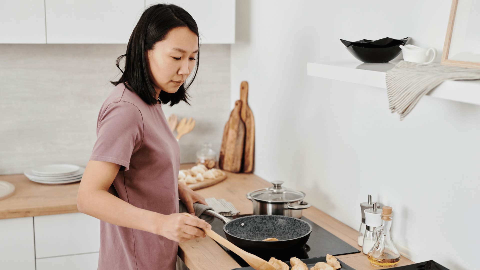 woman cooking dinner