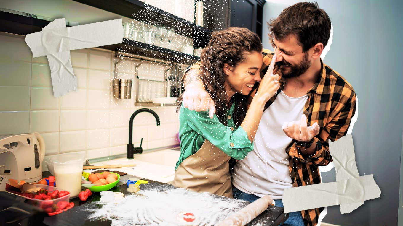 Couple baking together, necessary ingredients for growing a super romantic marriage