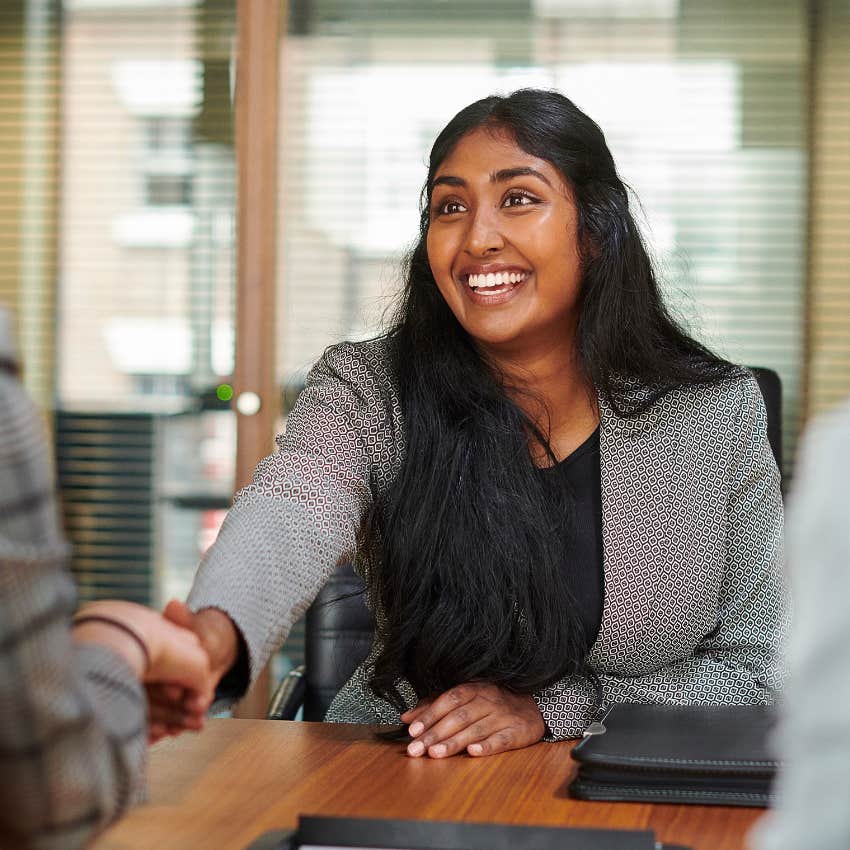 Woman interviewing for a job