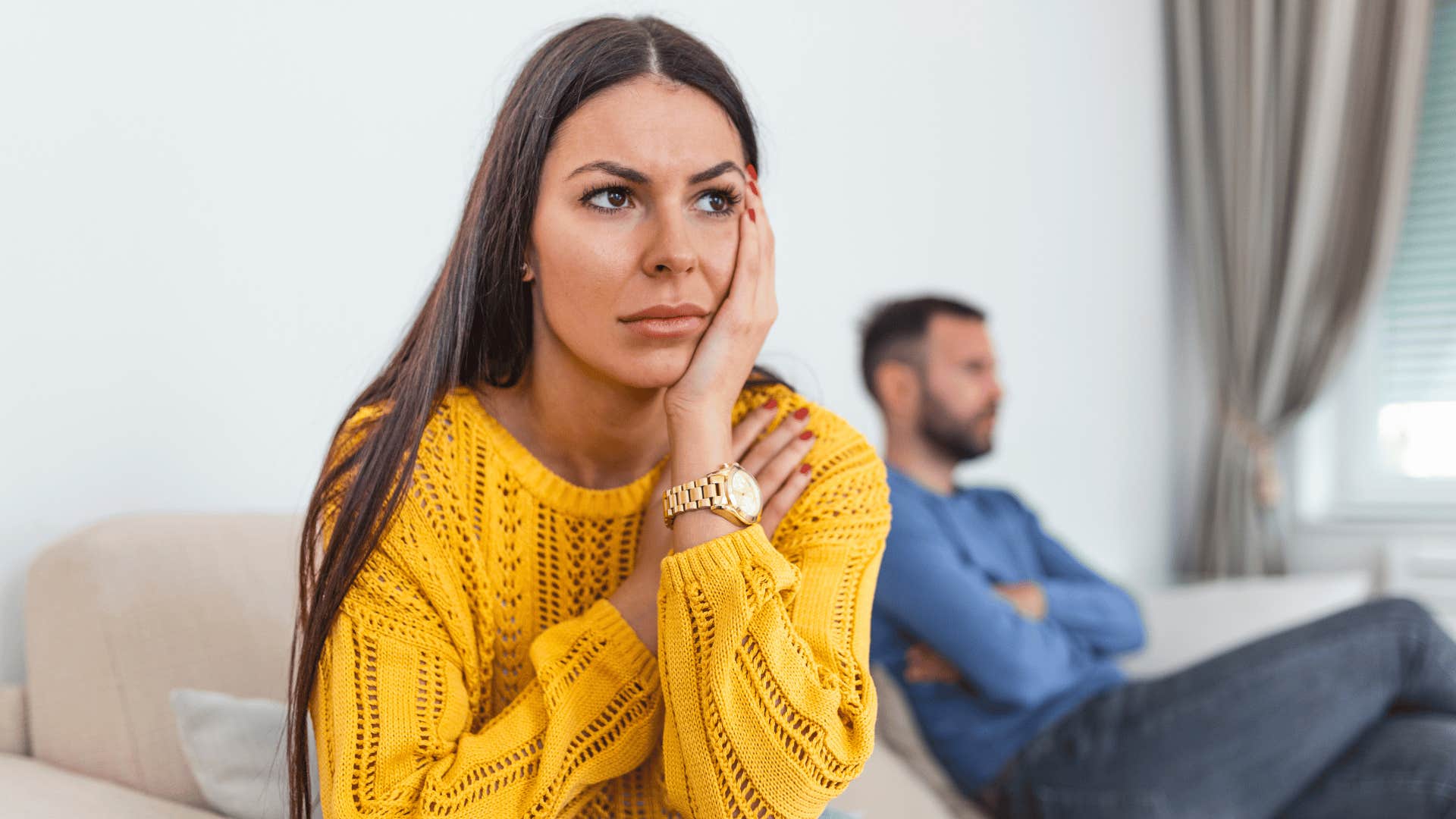 couple ignoring each other