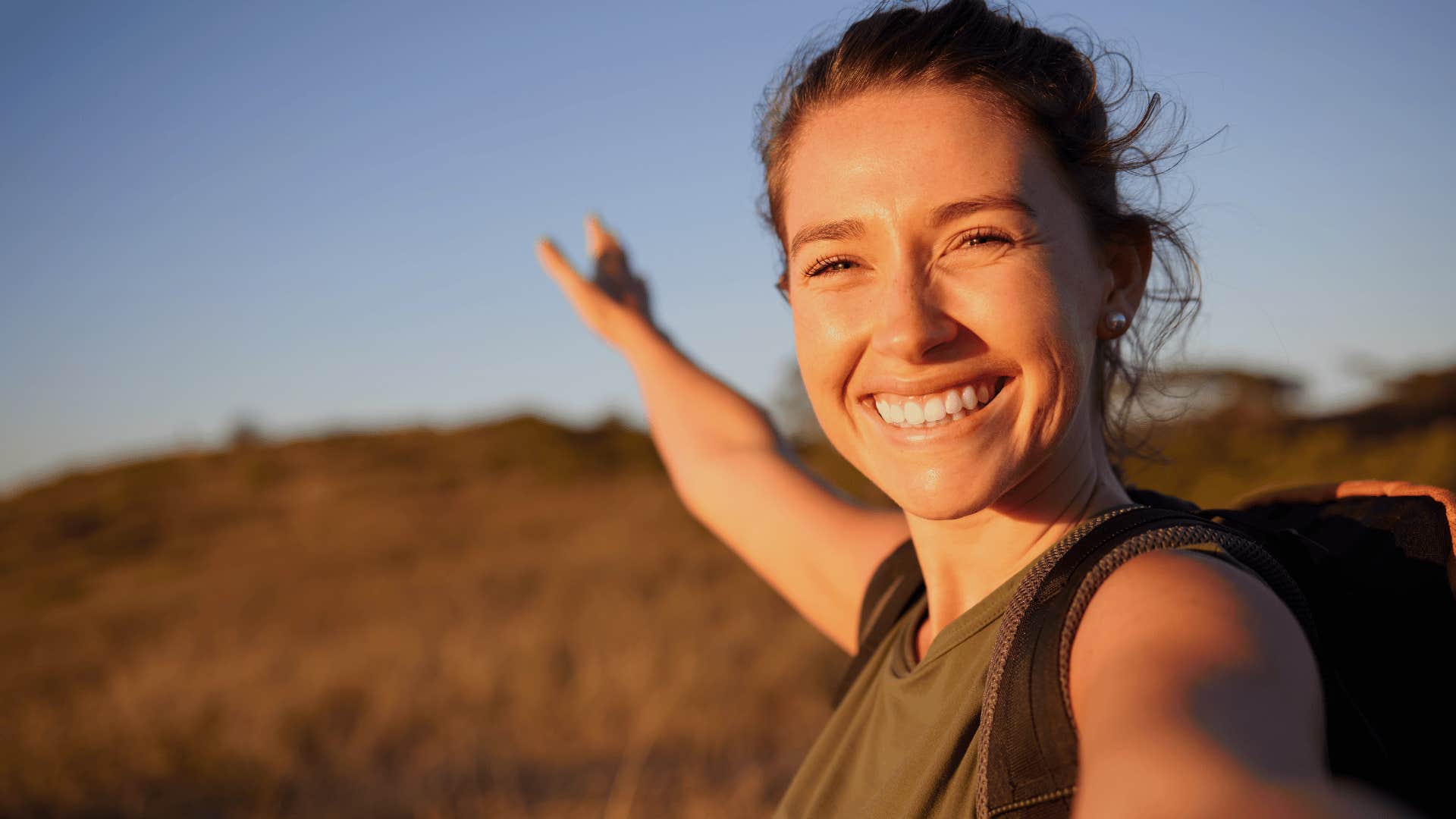 woman outside smiling