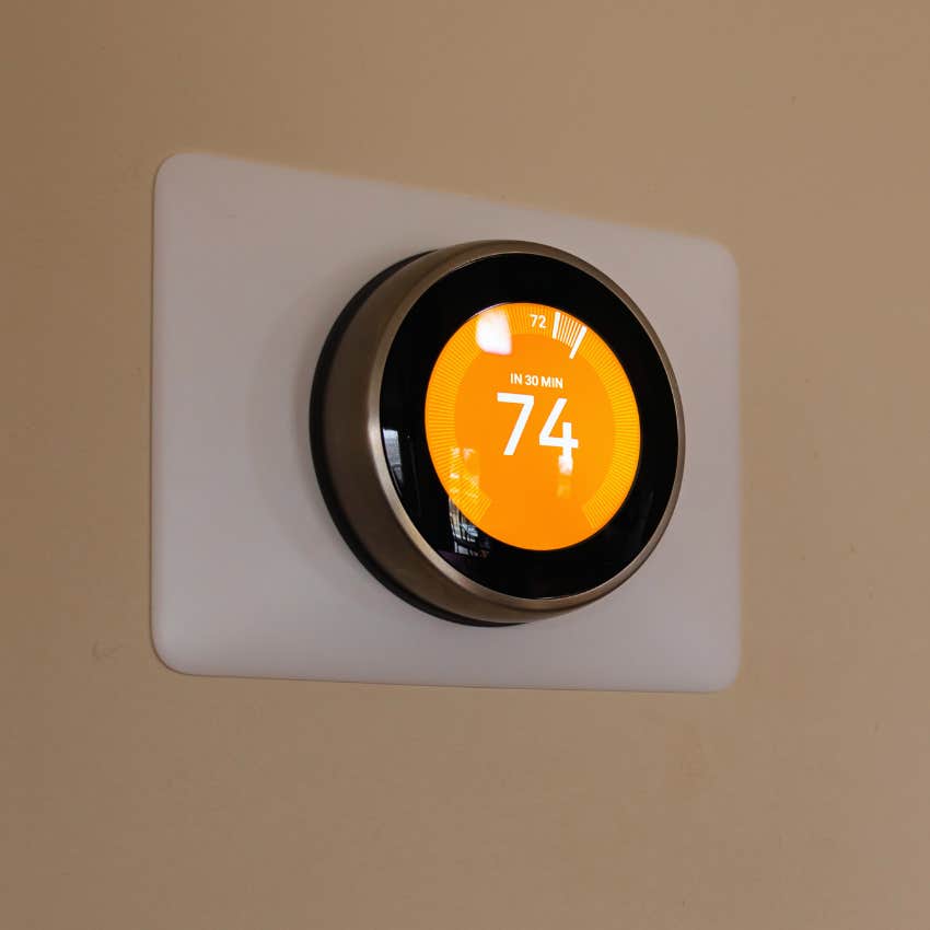 heating thermostat set to an insane temperature of 74 degrees