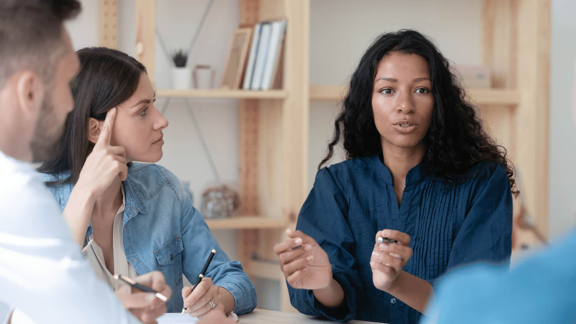 woman talking at meeting