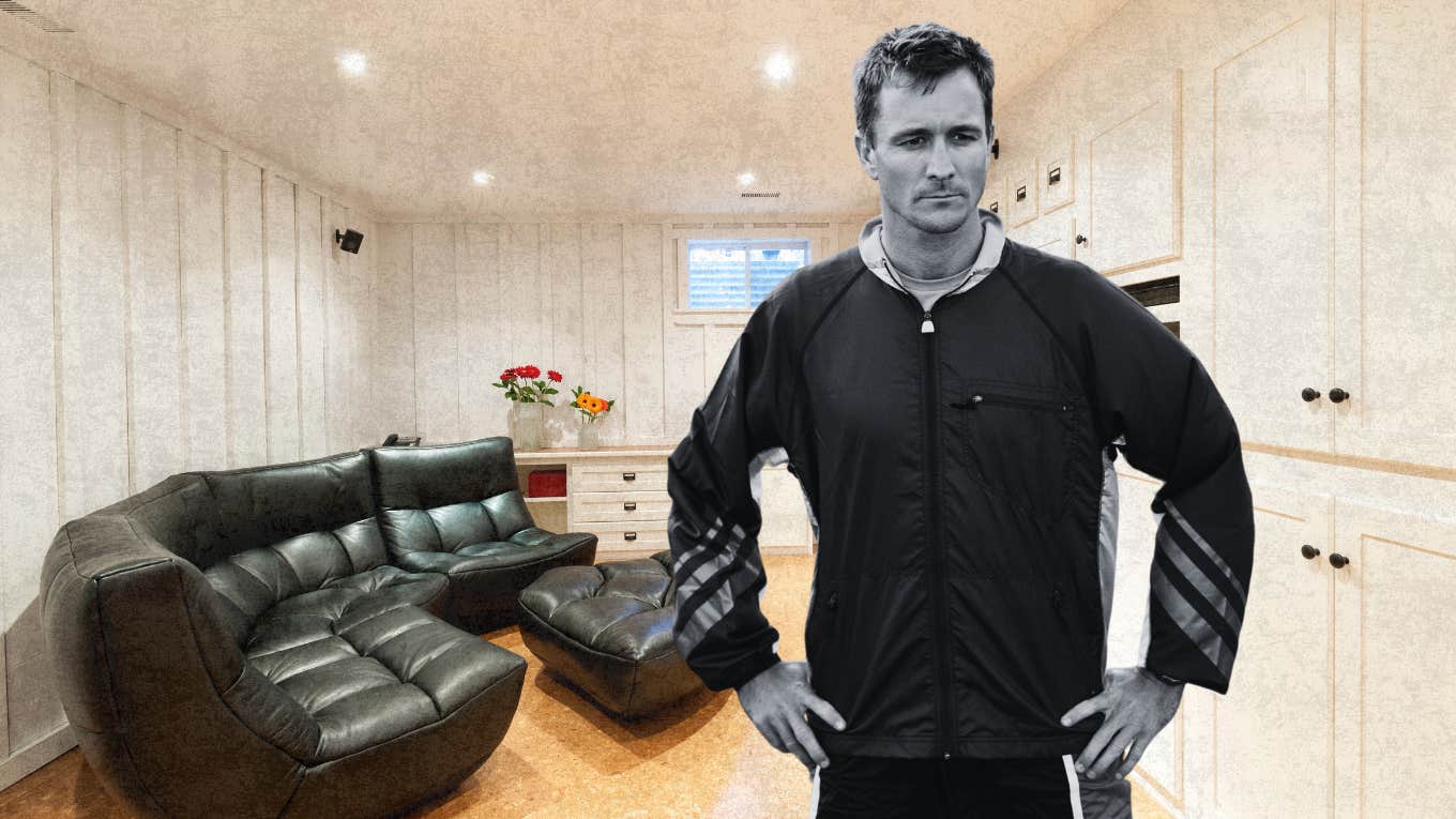 Man in his cave, basement waiting for divorce to be finalized