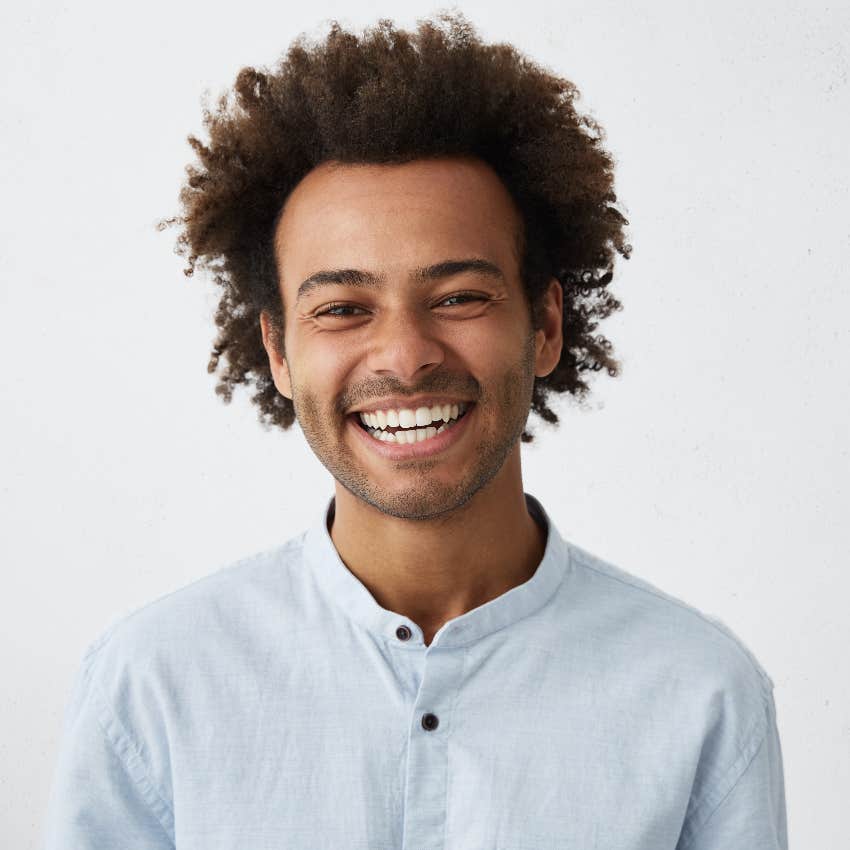 Man who loves his straight, healthy teeth