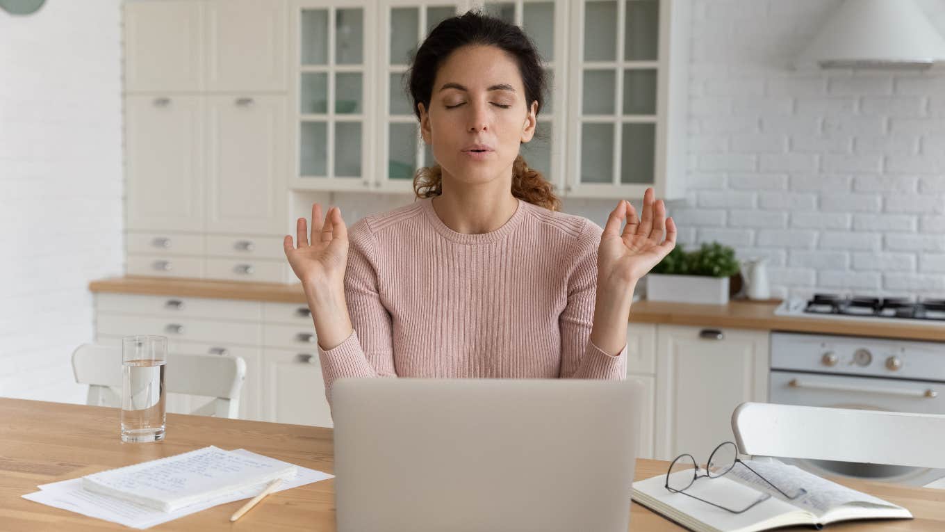 Woman using the manifestation power move after someone really angered her