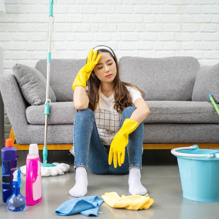 Married woman doing far more housework than her husband