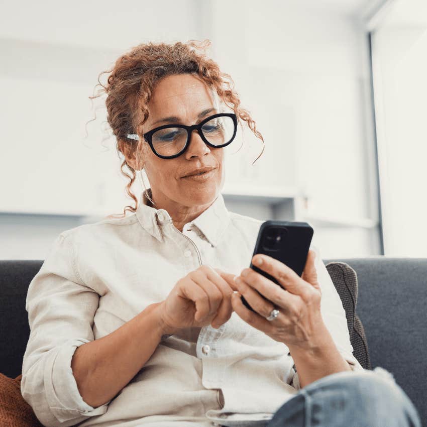 woman on her phone