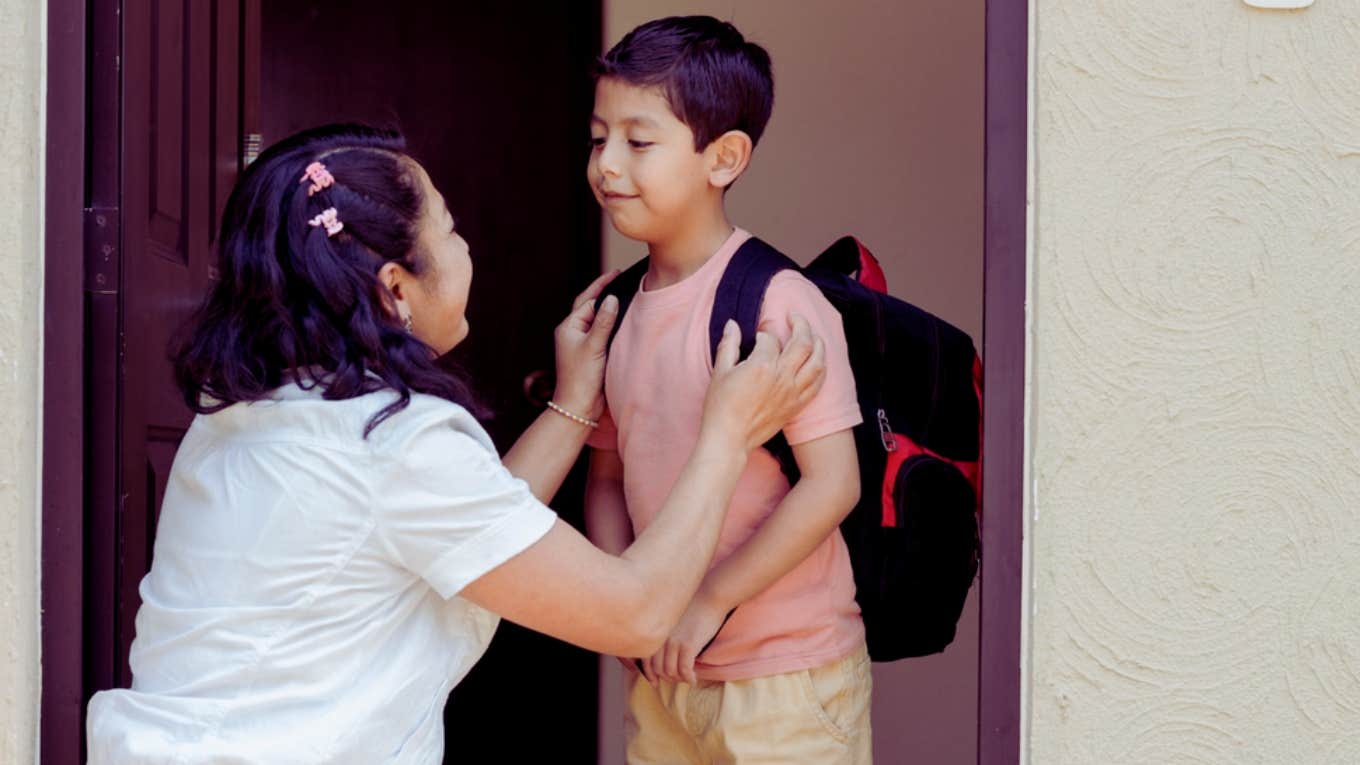 mom, son, first day of school