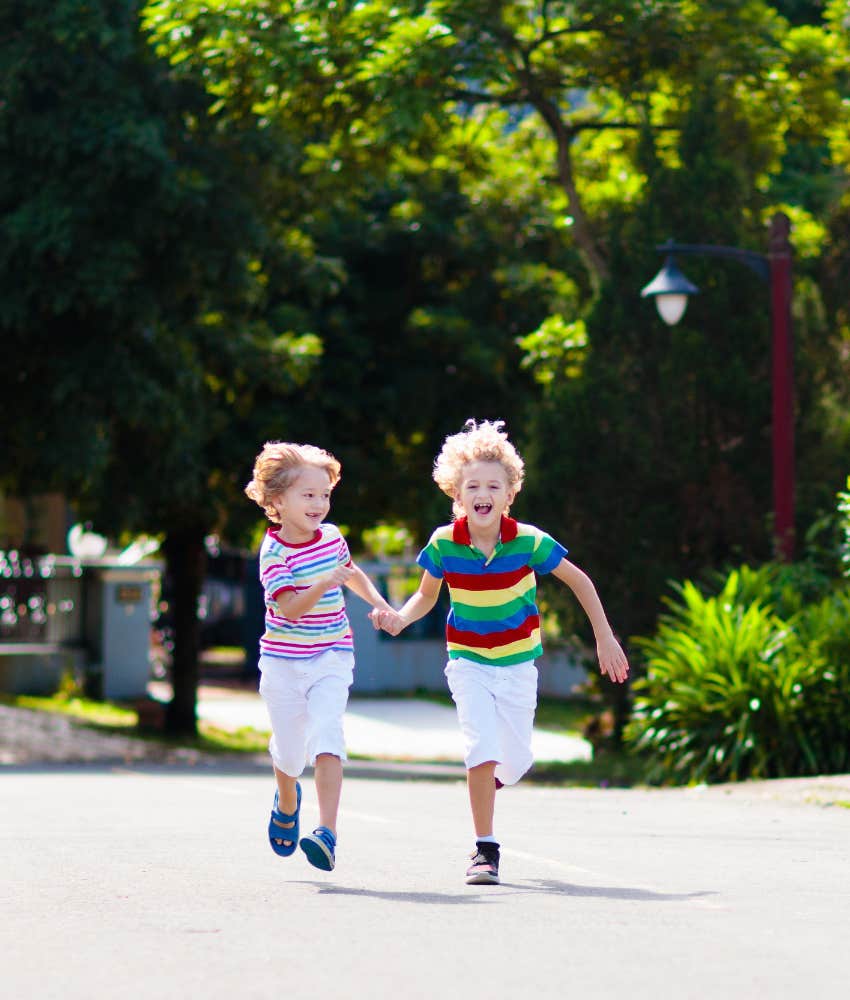 neighborhood kids running 