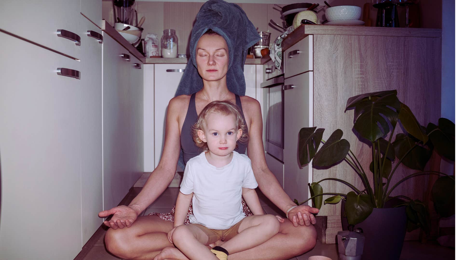 Woman and child pause to listen for the universe's wisdom