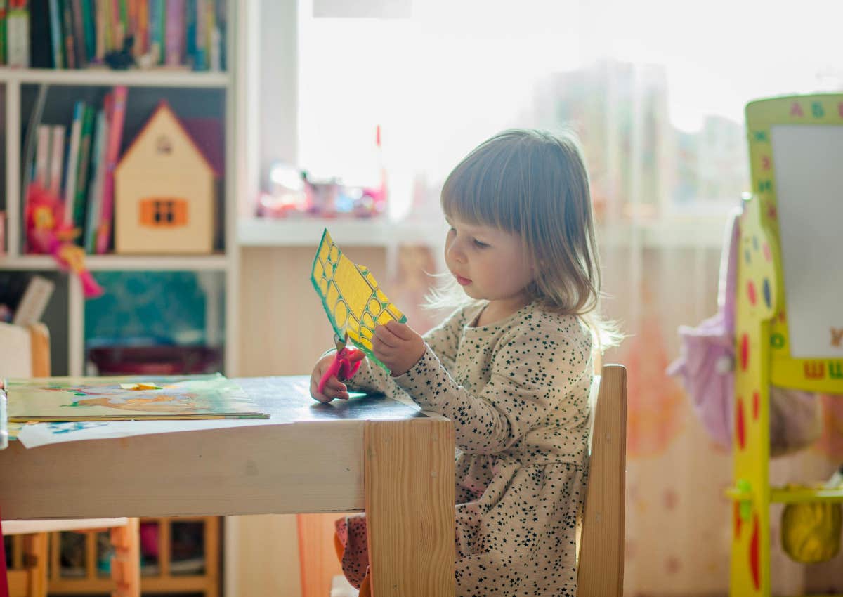 Preschool child doing crafts