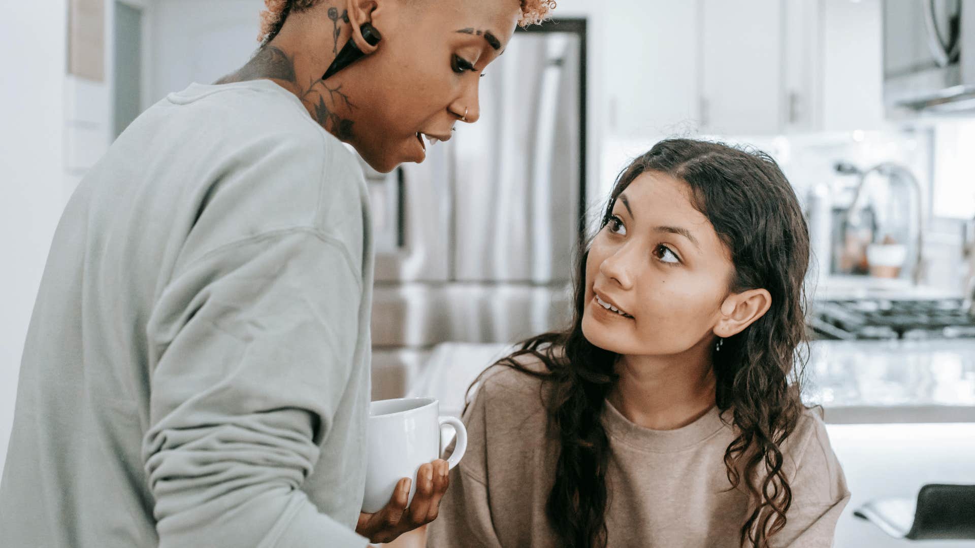 women talking and listening