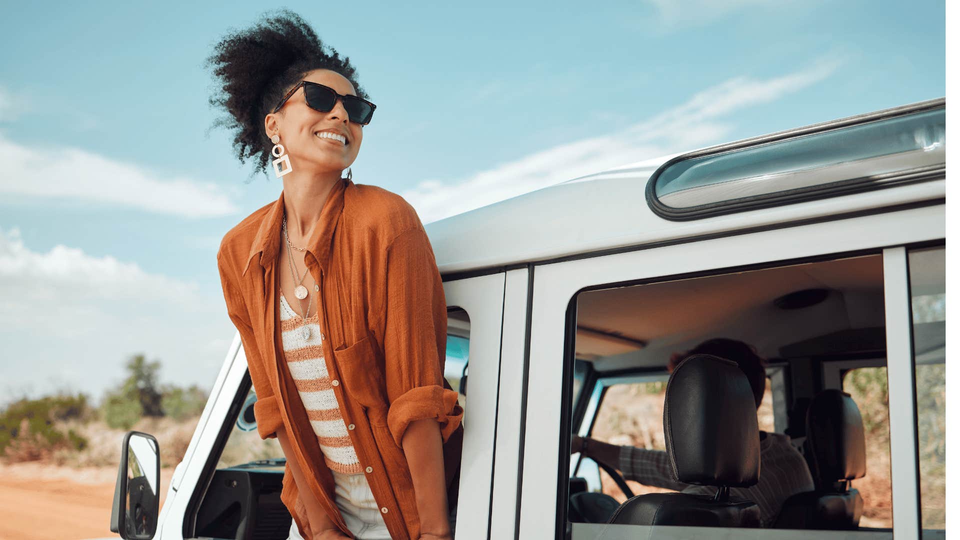 woman in car