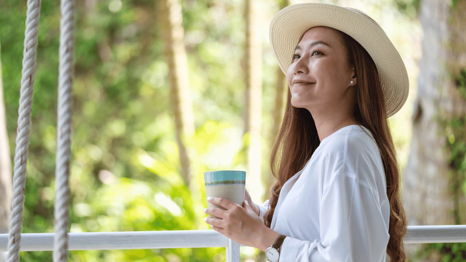 woman smiling outside