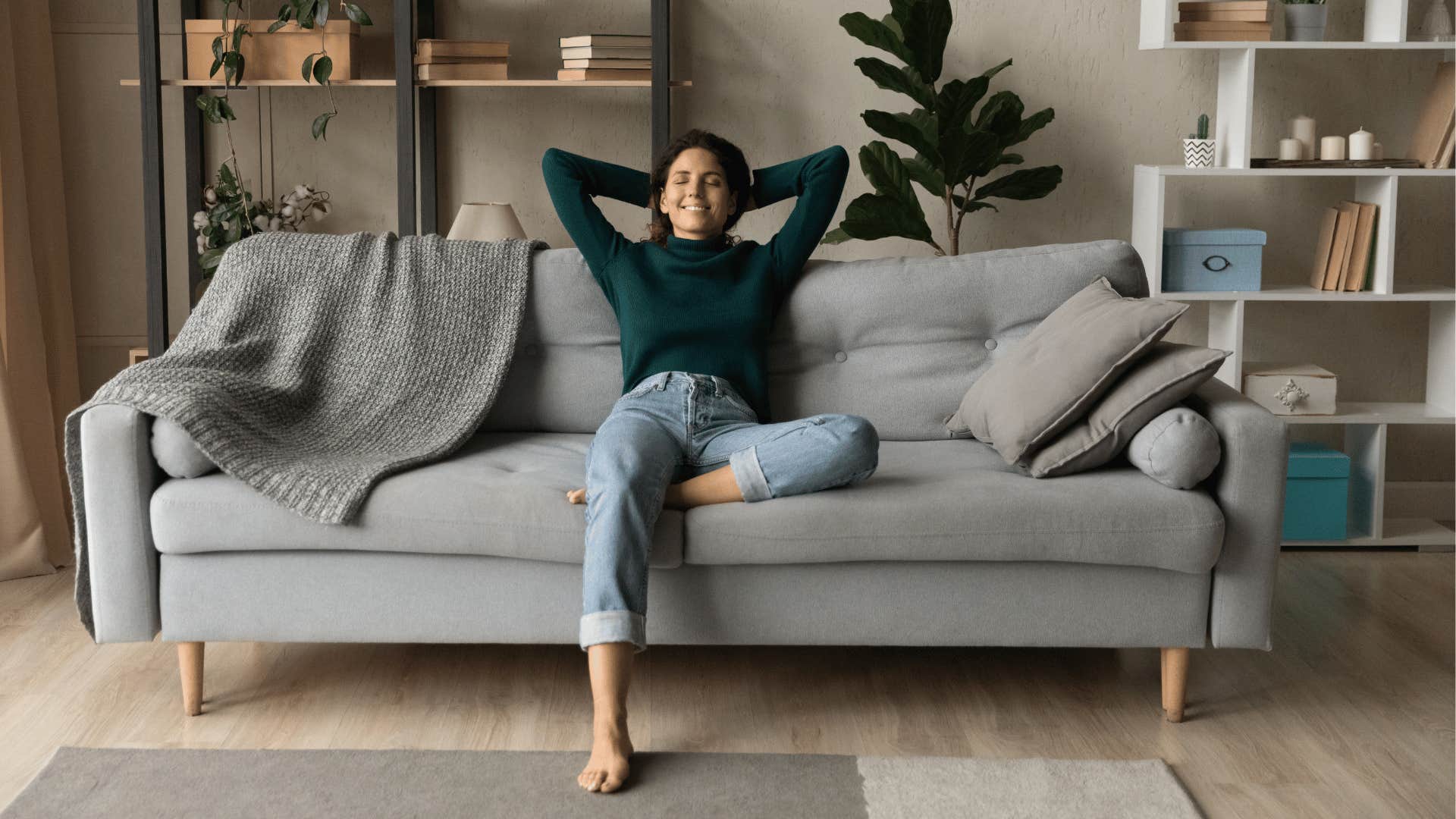 woman relaxing on couch