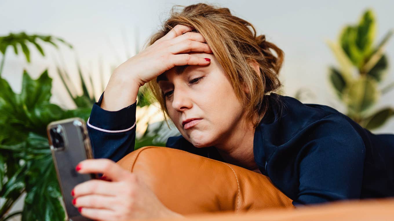 Woman is unhappy and stressed out.