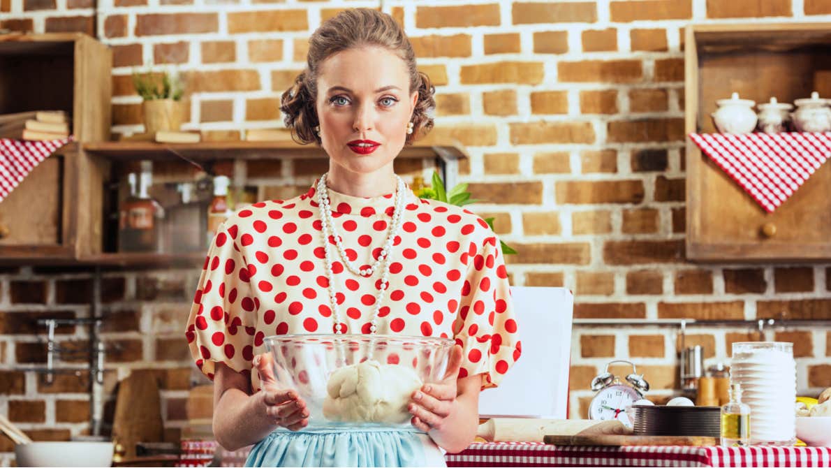 Tradwife holding sourdough 