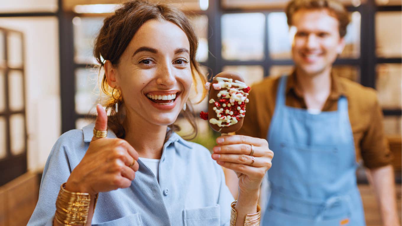 Woman secretly loves her boyfriends 'cheesy' relationship gestures.