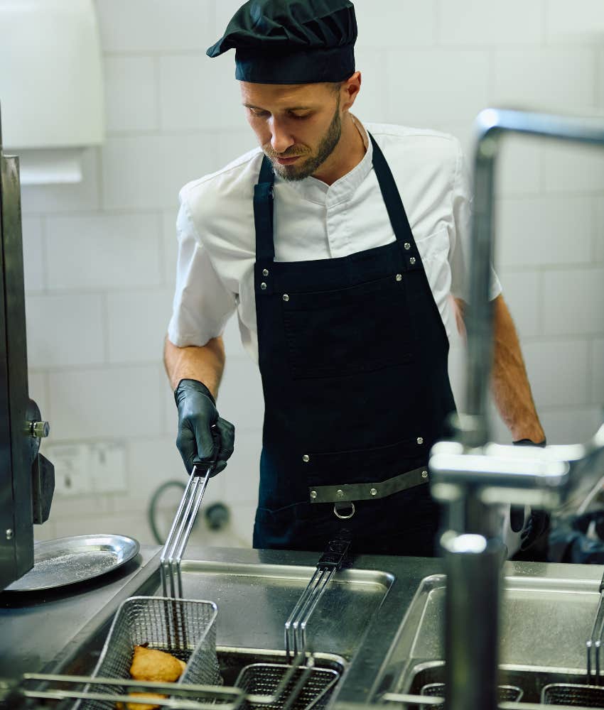 restaurant cook manning the fryer