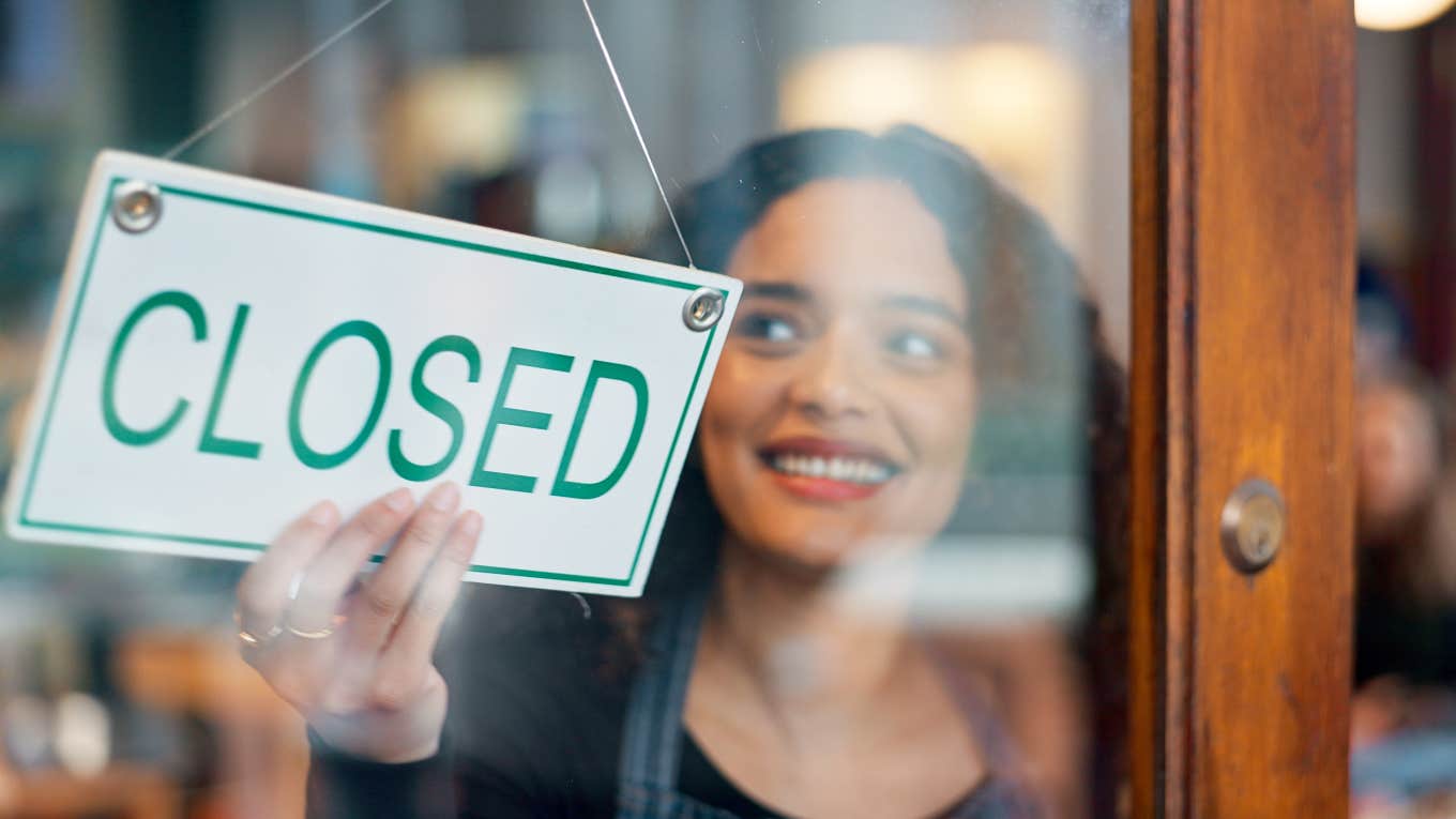 Retail employee closing the store after her coworker no showed