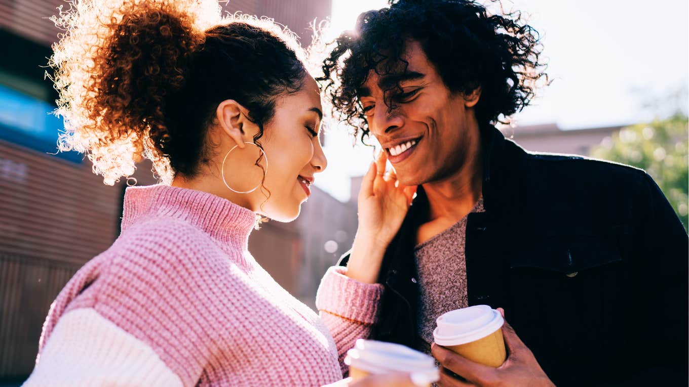 Woman showing affection to partner