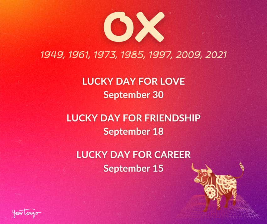 ox chinese zodiac sign horoscope september 2024