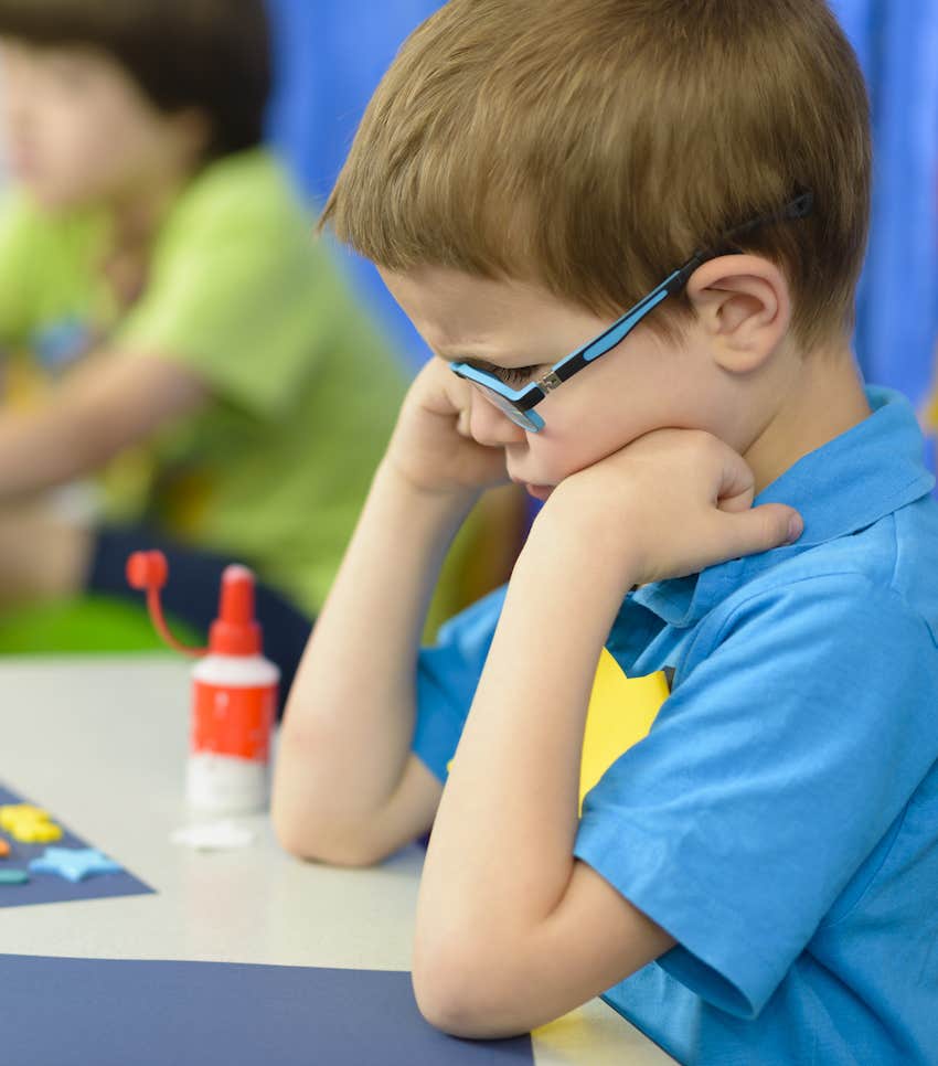 Upset child not having a good first day of school