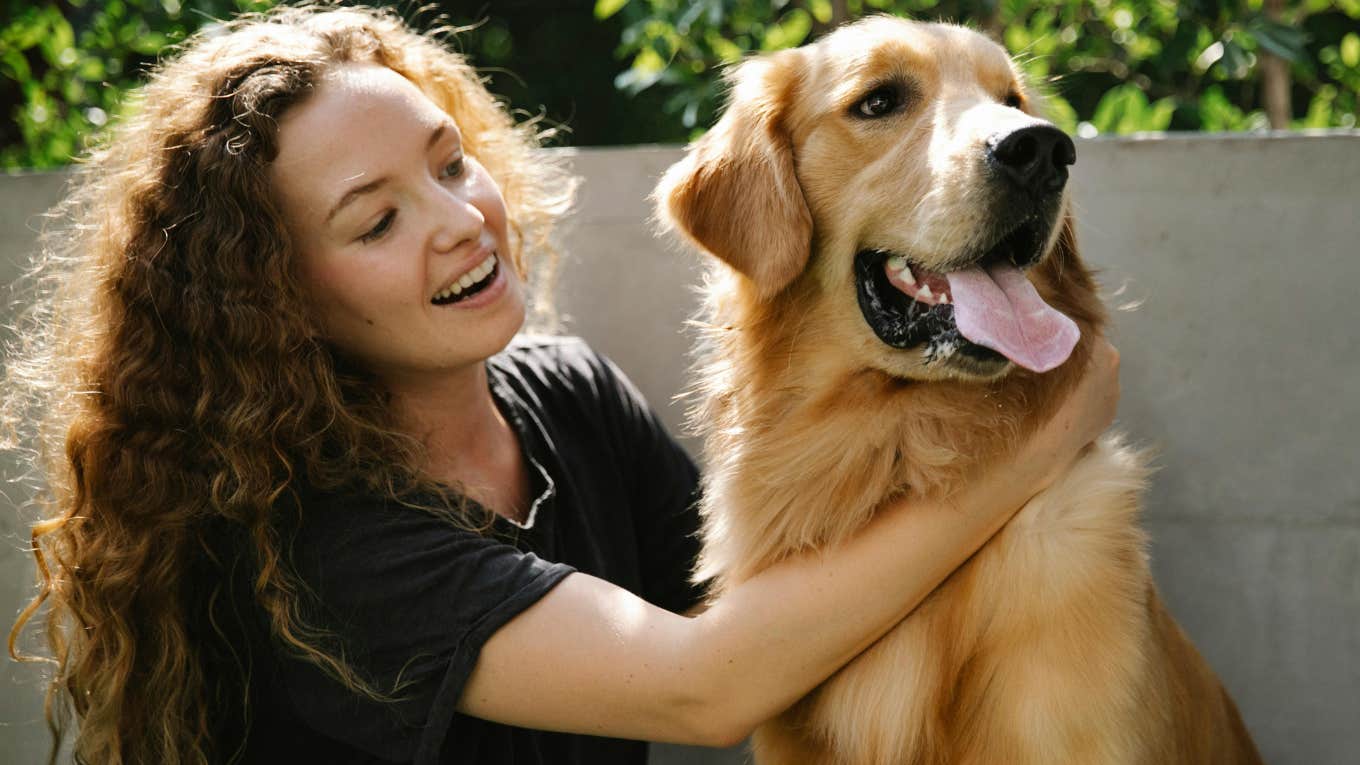 woman and her dog