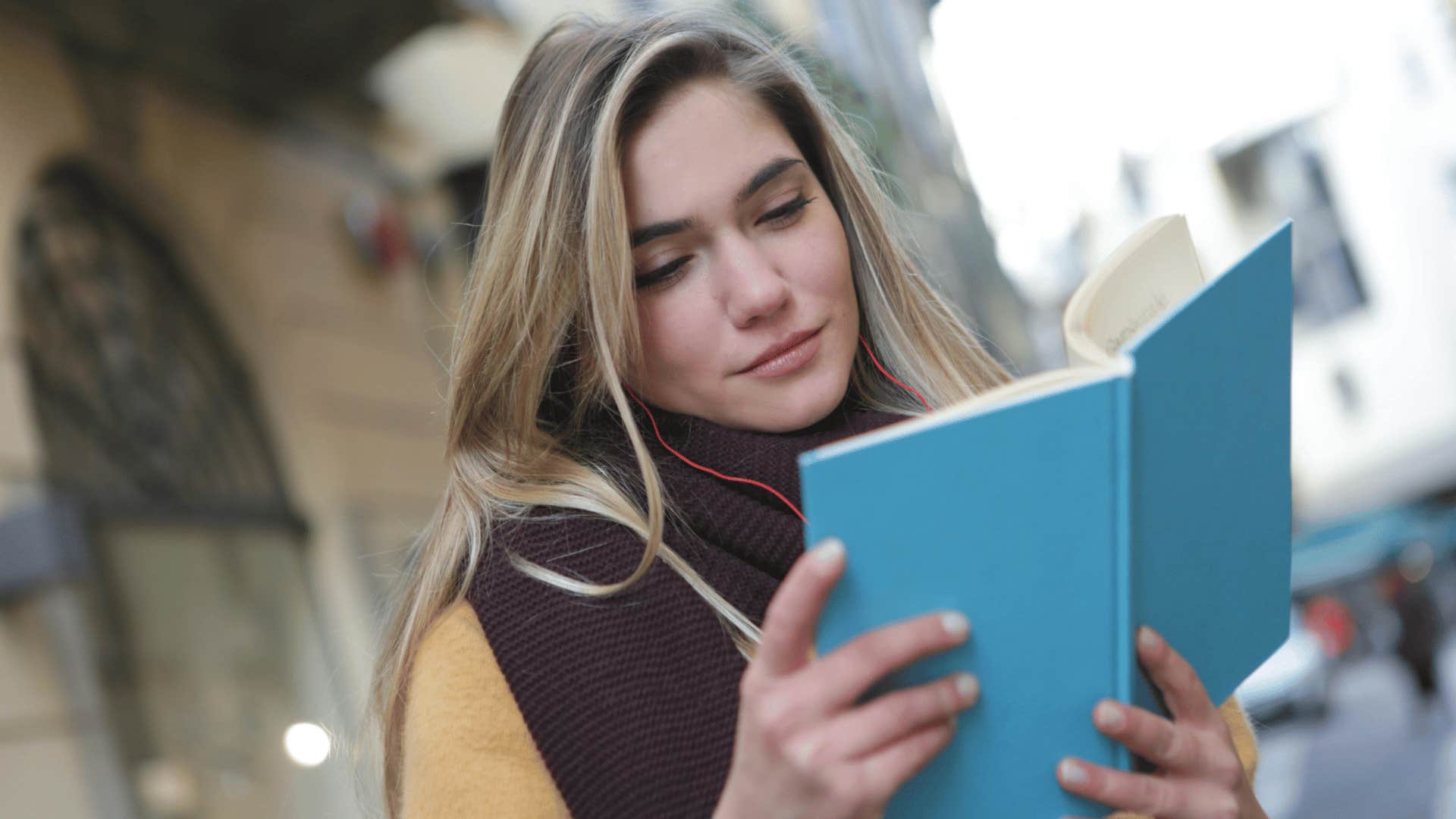 woman reading book