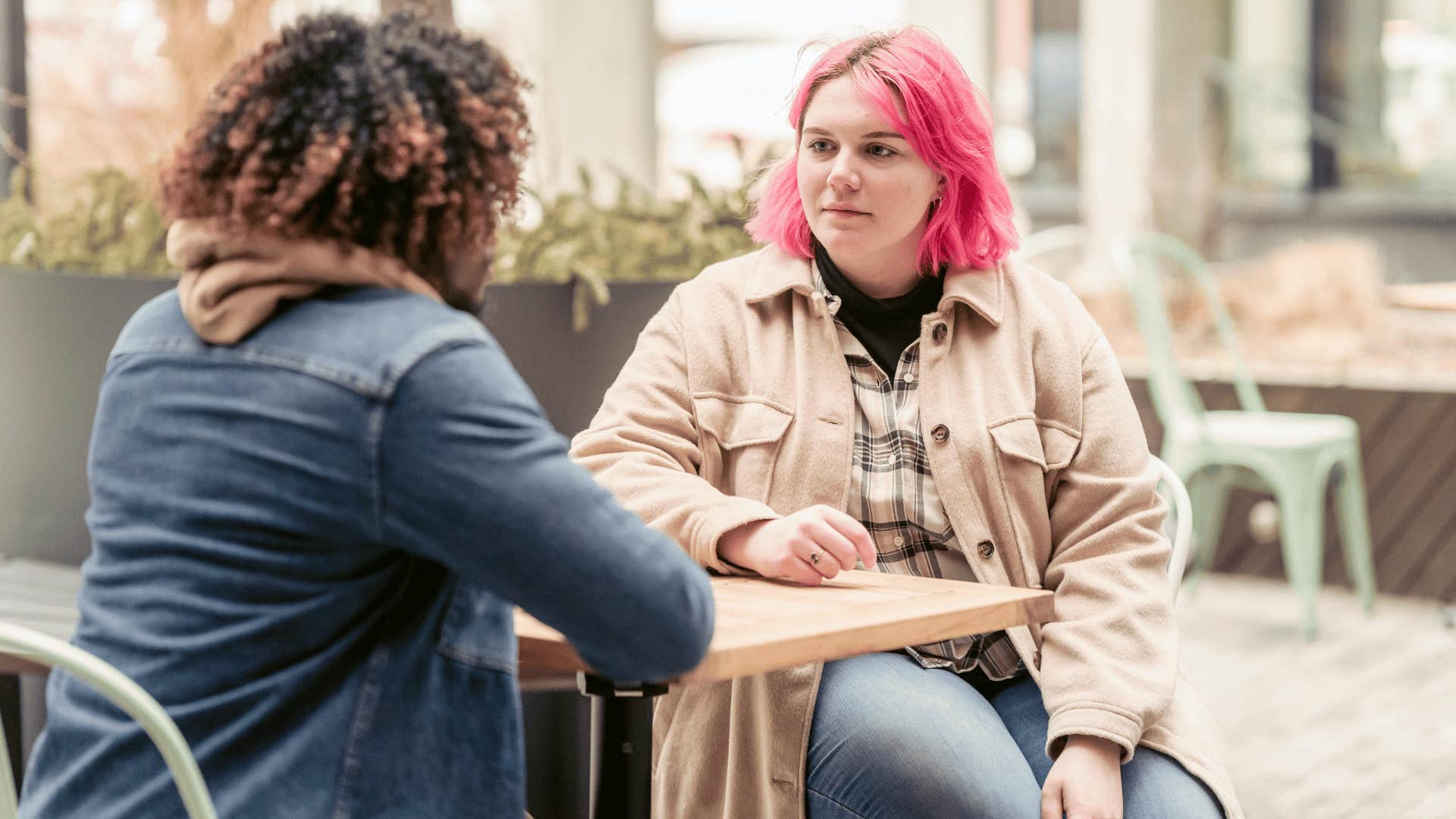 two women talking 